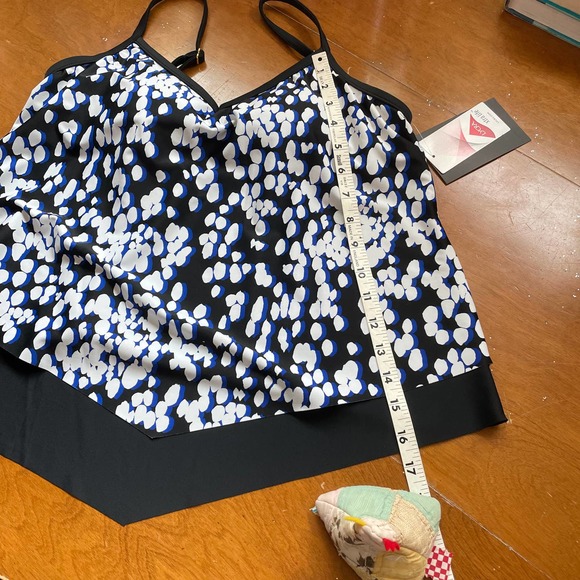 Tankini 8 Maxine of Hollywood Lycra Xtra Life Black Blue White Swim Top Swimsuit - Picture 6 of 11